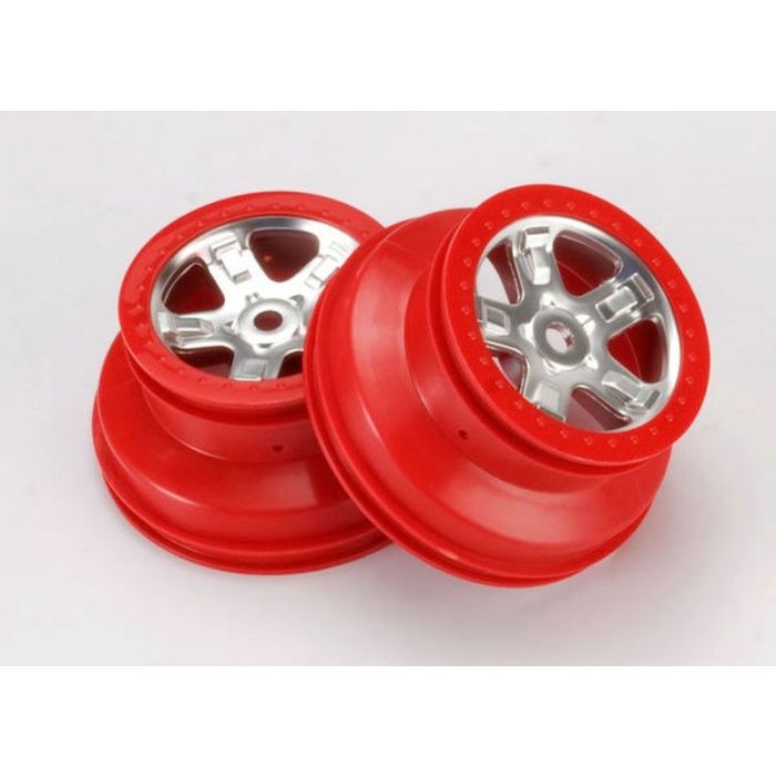 SCT 2.2/3.0 velgen mat chroom/rood 14mm (2)