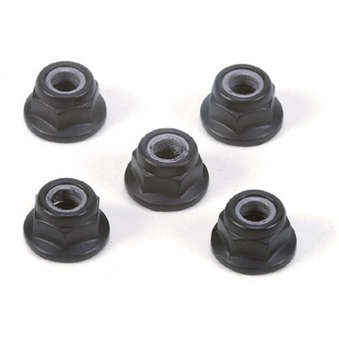 4mm Alum. Flanged Lock Nut Bla.Anod.(5)