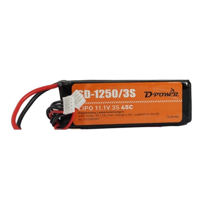 D-Power SD-1250 3S Lipo (11,1V) 45C - T-Stecker