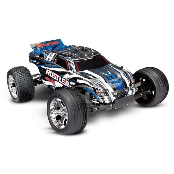 TRAXXAS Rustler blau-X RTR +12V-Lader+Akku