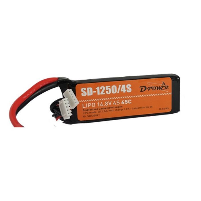 D-Power SD-1250 4S Lipo (14,8V) 45C - T-Stecker