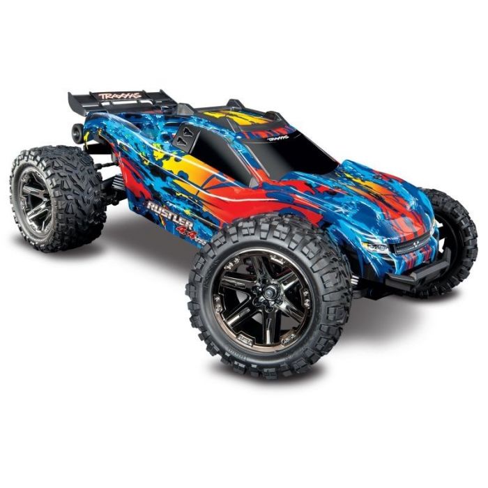 TRAXXAS Rustler 4x4 VXL rot/geel RTR zonder Accu/Lader