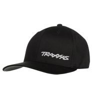 Flex Cap zwart/logo wit, ronde klep L/XL