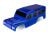 Land Rover Defender blauwe carrosserie met sticker